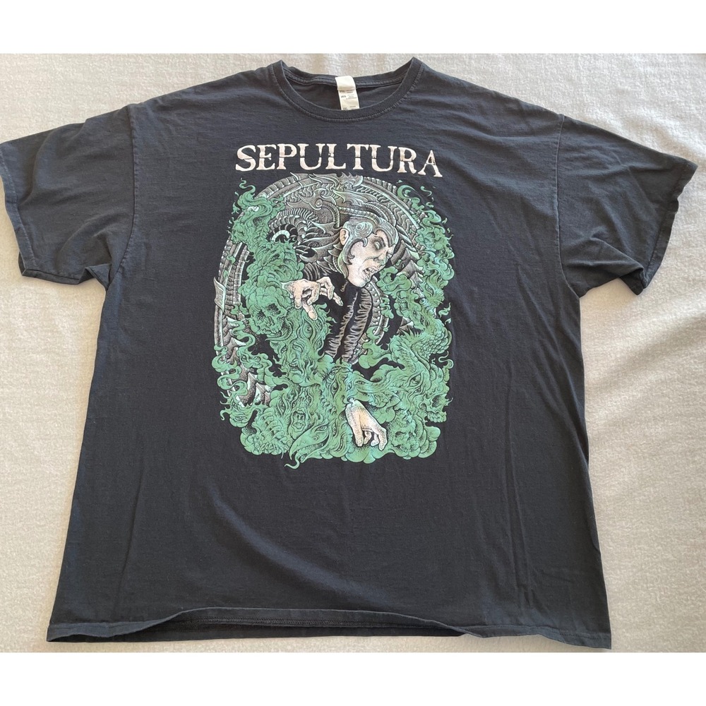 Sepultura Band Graphic T-Shirt Mens 2XL Black Fruit of the Loom (2020)
